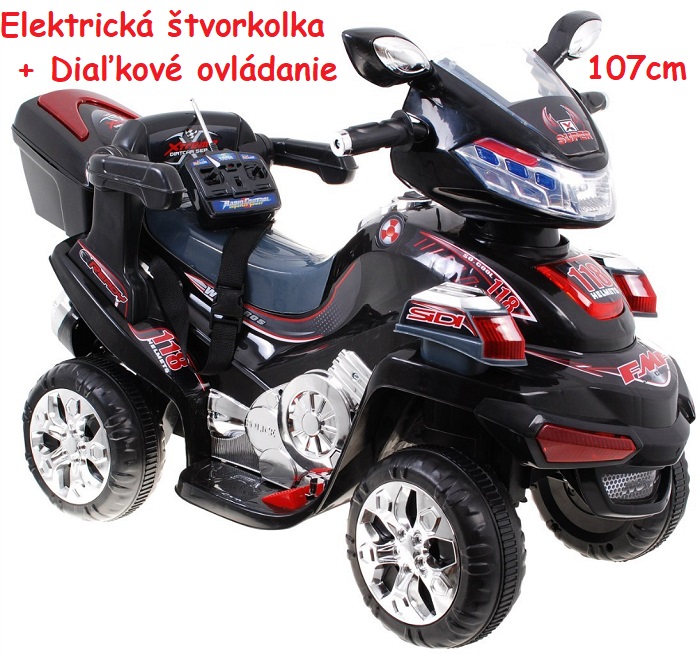 JOKO Elektrická štvorkolka s diaľkovým ovládaním 107cm, čierna