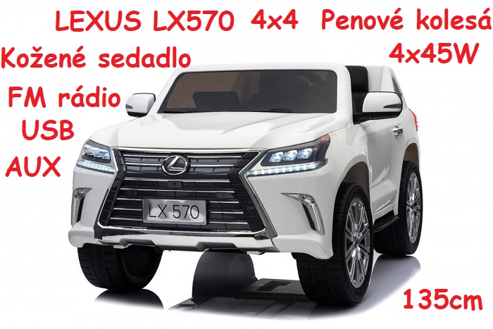JOKO Elektrické autíčko Lexus LX570, pohon 4x4, penové kolesá, kožené sedadlo, FM rádio, biele
