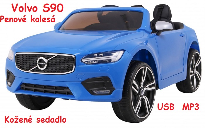 JOKO Elektrické autíčko VOLVO S90, penové kolesá, USB vstup, originálna licencia, modré