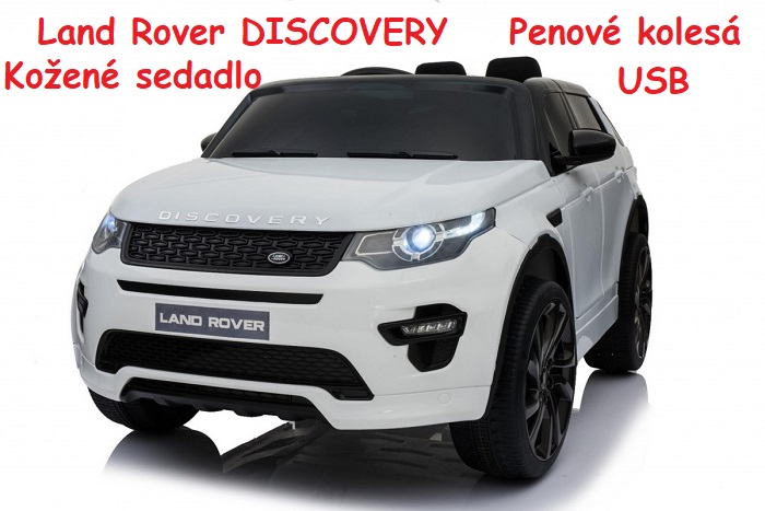JOKO Elektrické autíčko Land Rover Discovery, penové kolesá, kožené sedadlo, USB, biele