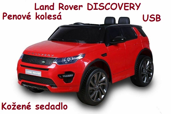 JOKO Elektrické autíčko Land Rover Discovery, penové kolesá, kožené sedadlo, USB, červené