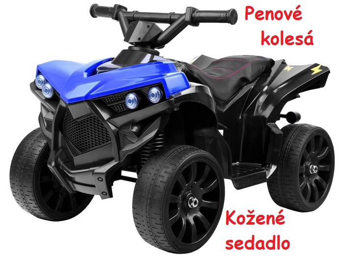 JOKO Elektrická štvorkolka s penovými kolesami pre najmenších, kožené sedadlo, modrá