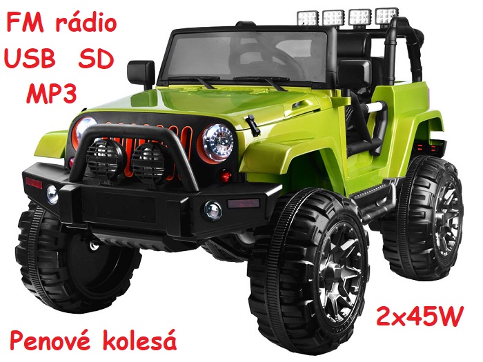 JOKO Elektrické autíčko Jeep Hellcat, penové kolesá, Odpružené, Rádio, USB, MP3, zelené