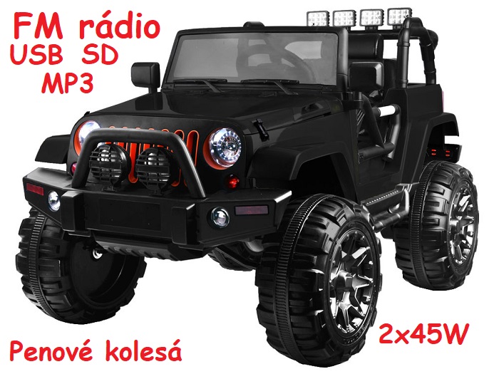 JOKO Elektrické autíčko Jeep Hellcat, penové kolesá, Odpružené, Rádio, USB, MP3, čierne