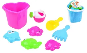 JOKO Plastové vedierko srdce s formičkami do pieskoviska 8ks, modré vedierko