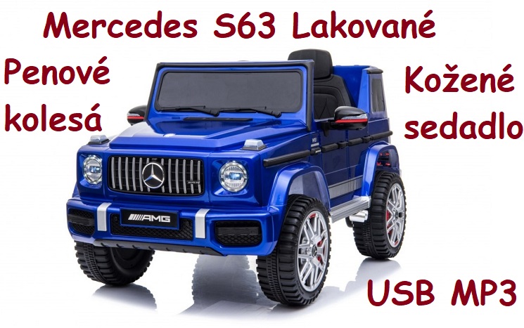 JOKO Elektrické autíčko Mercedes G63, Lakované, kožené sedadlo, penové kolesá, USB, MP3, modré