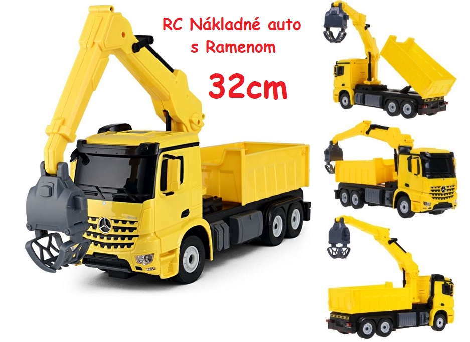 RASTAR RC Nákladné auto Mercedes 1:14 s Ramenom na diaľkové ovládanie 32cm, žlté