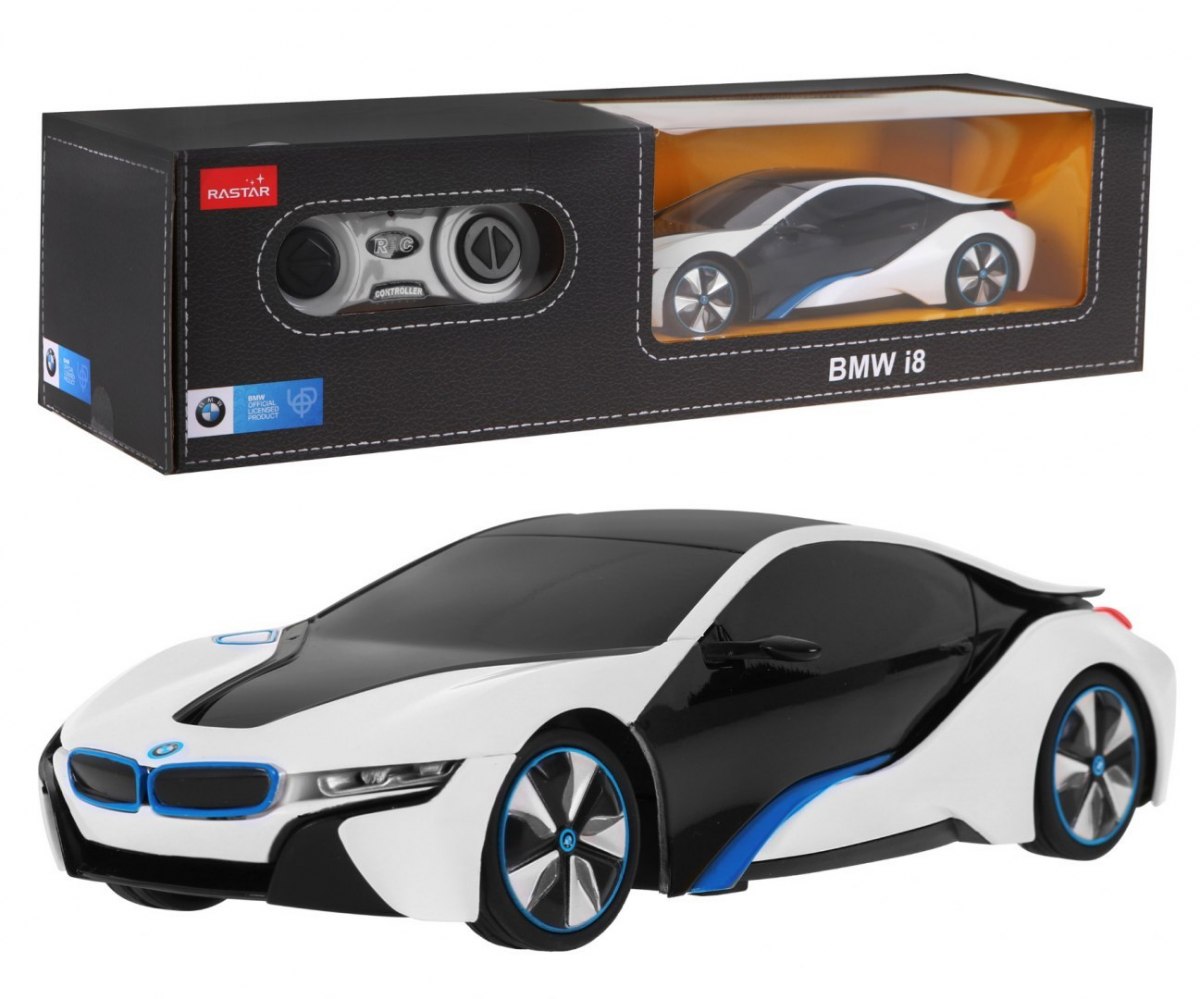 RASTAR RC Auto BMW i8 1:24 na diaľkové ovládanie + LED svetlá, biele