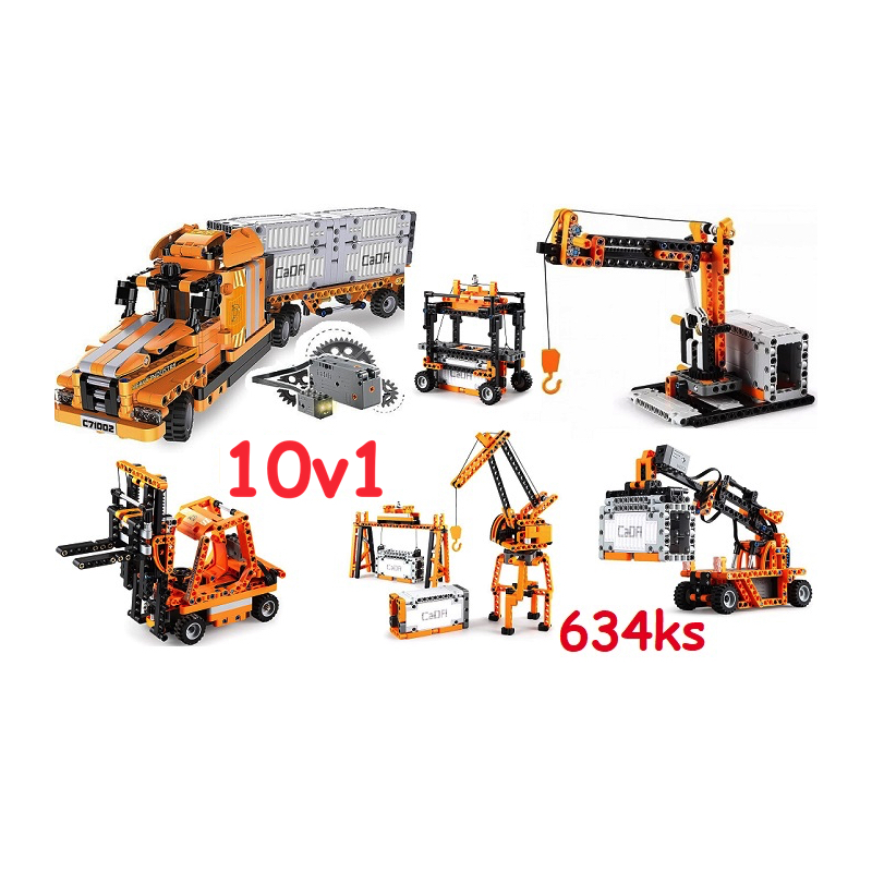 CaDa TECHNIC – EE RC Technická stavebnica Kamión, vysokozdvižný vozík, žeriav 634ks 10v1