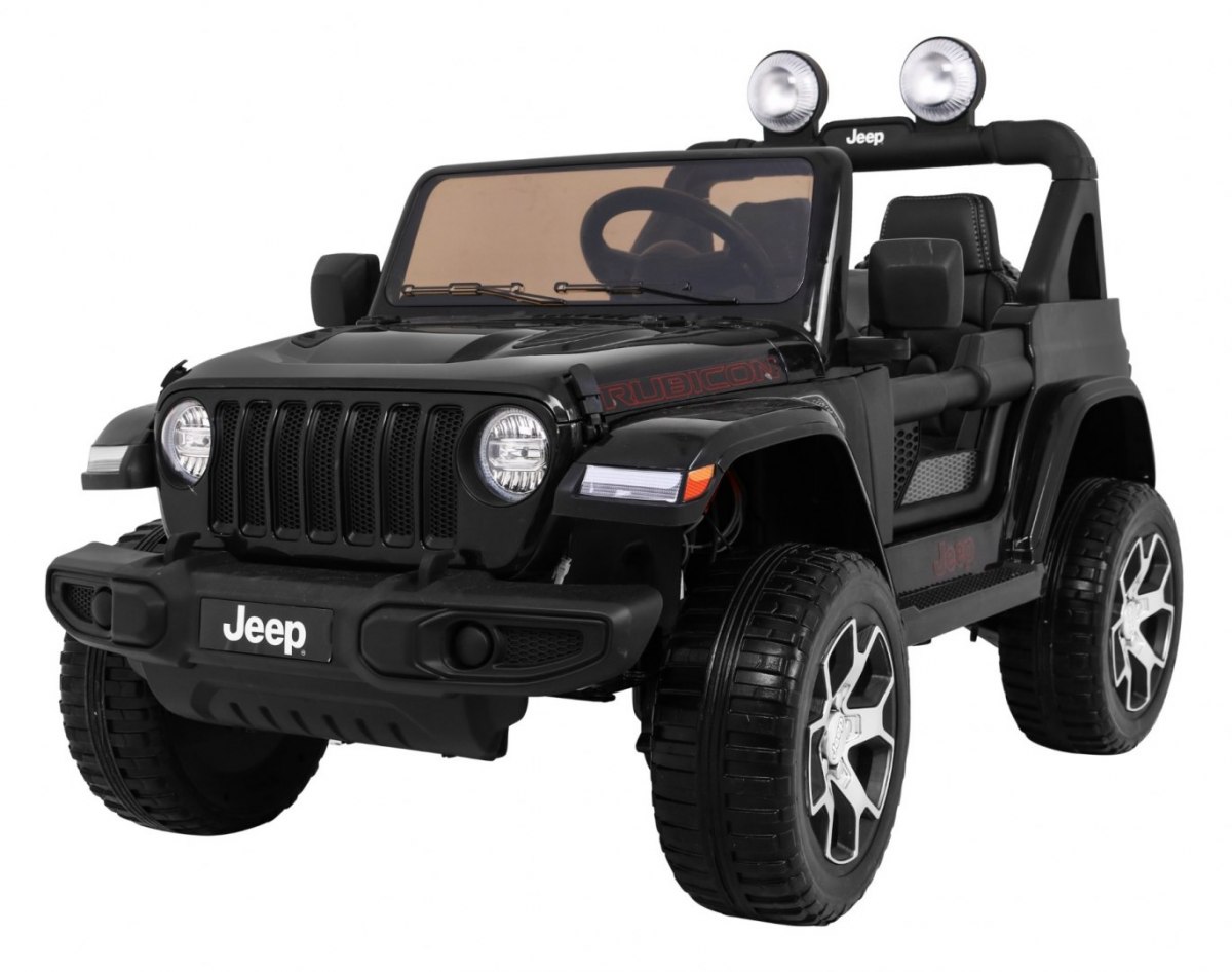 JOKO Elektrické autíčko JEEP Wrangler Rubicon 4x4, penové kolesá, kožené sedadlo, FM rádio, čierne
