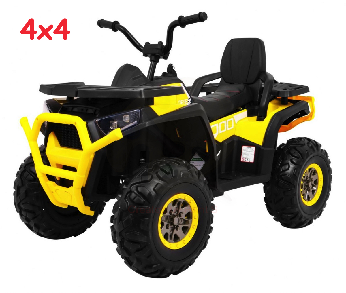 JOKO Elektrická štvorkolka s diaľkovým ovládaním 4x4 ATV Desert, penové kolesá, kožené sedadlo, žltá