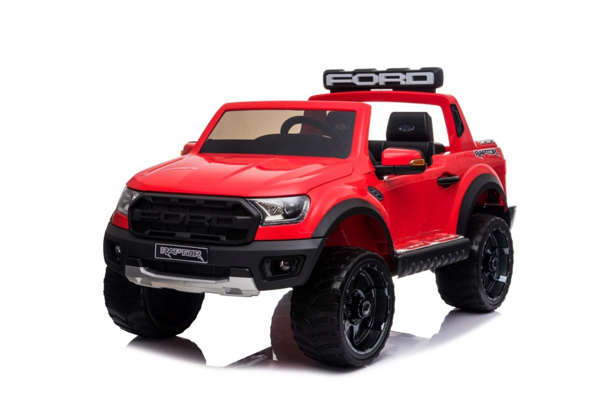 JOKO Elektrické autíčko Ford Ranger Raptor, penové kolesá, kožené sedadlo, FM rádio, červené