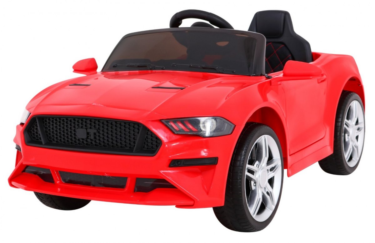 JOKO Elektrické autíčko Mustang GT, penové kolesá, kožené sedadlo, USB, MP3, červené