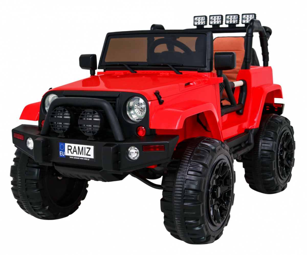 JOKO Elektrické autičko Jeep All Terrain 2x45W, penové kolesá, kožené sedadlo, FM rádio, červené