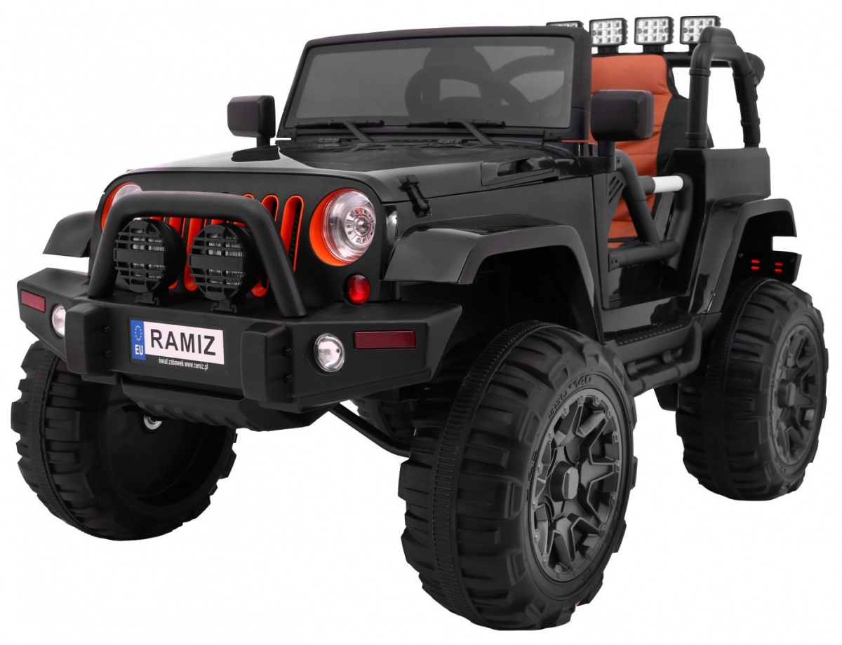 JOKO Elektrické autičko Jeep All Terrain 2x45W, penové kolesá, kožené sedadlo, FM rádio, čierne