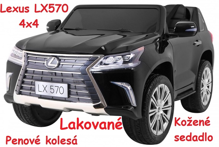 JOKO Elektrické autíčko Lexus LX570, Lakované, pohon 4x4, penové kolesá, kožené sedadlo, FM rádio, čierne