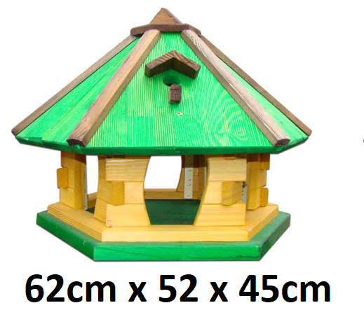 MKSTOR Drevené kŕmitko pre vtáky 62cmx52x45cm, vtáčia búdka, zelená