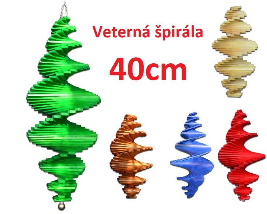 MKSTOR Drevená Veterná špirála 40cm, zelená