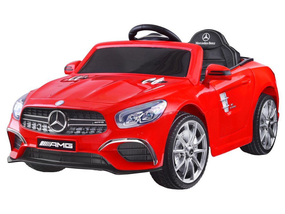 JOKO Elektrické autíčko Mercedes AMG S63, penové kolesá, kožené sedadlo, Odpružené, USB, červené