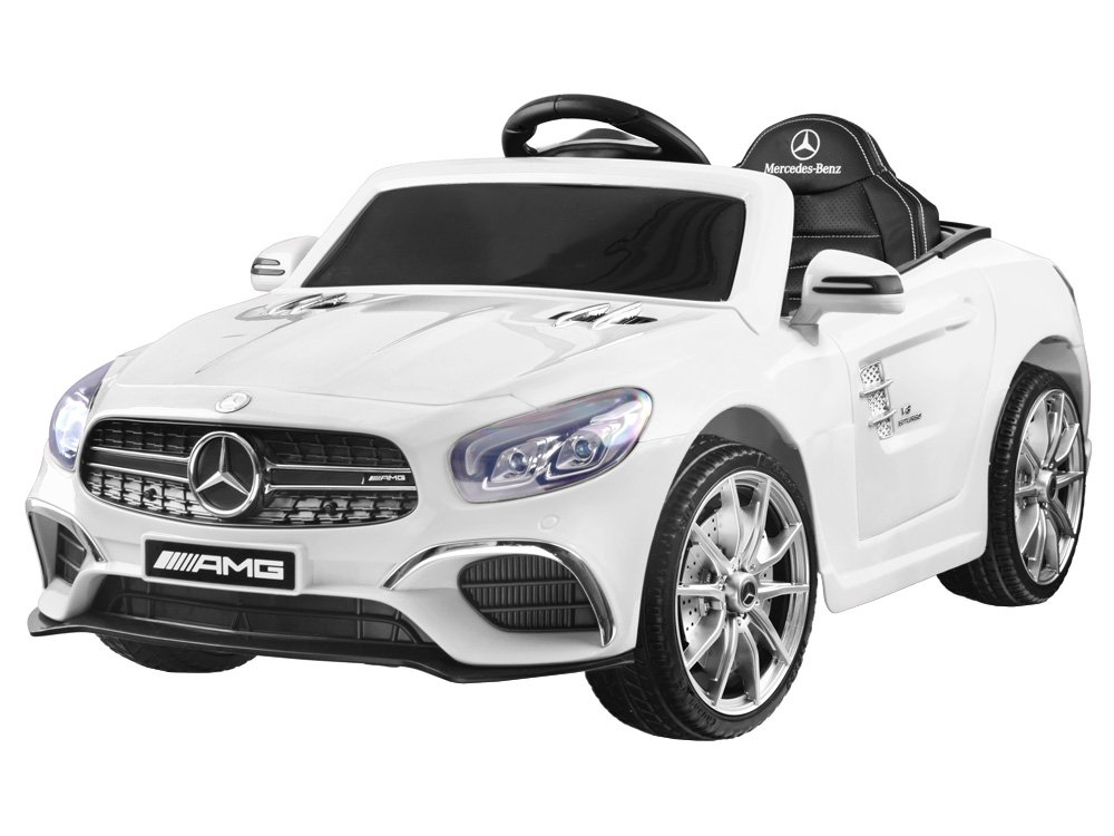 JOKO Elektrické autíčko Mercedes AMG S63, penové kolesá, kožené sedadlo, Odpružené, USB, biele