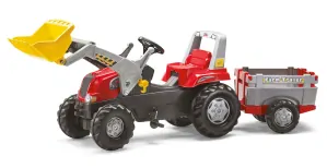 ROLLY Toys Šľapací Traktor Rolly Junior s nakladačom a prívesom R811397, od 3 do 10 rokov, červený