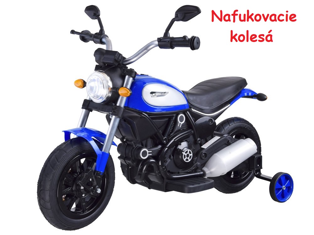 JOKO Elektrická motorka s nafukovacími kolesami Street Bob, MP3, USB, modrá