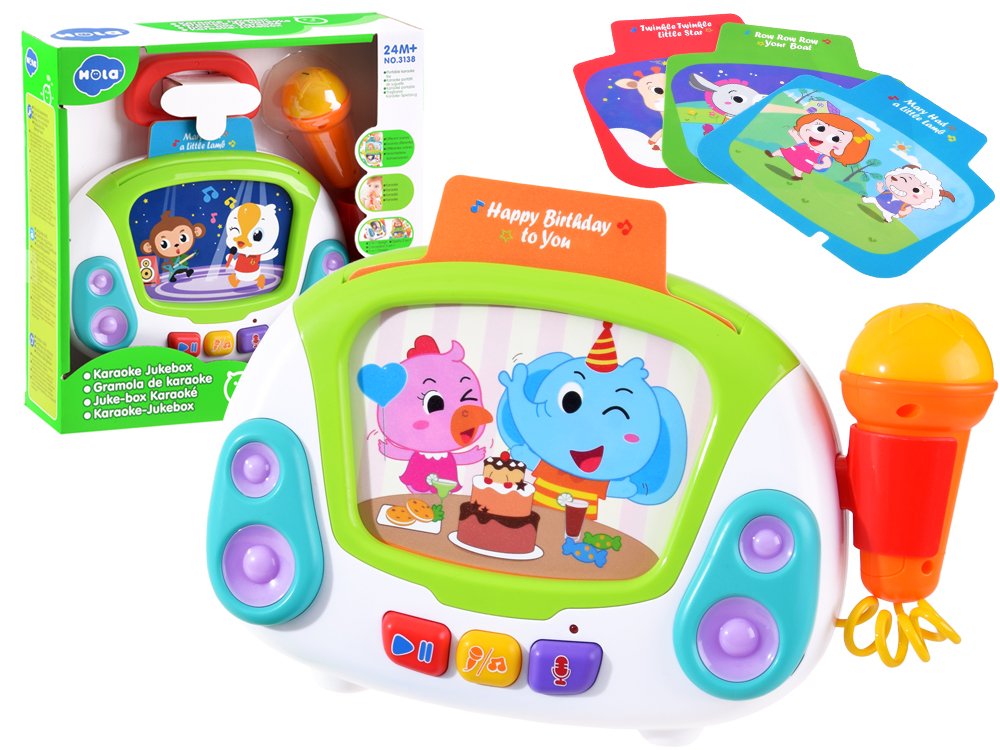 HOLA TOYS Detský mikrofón s nahrávaním + interaktívne karaoke + svetlo