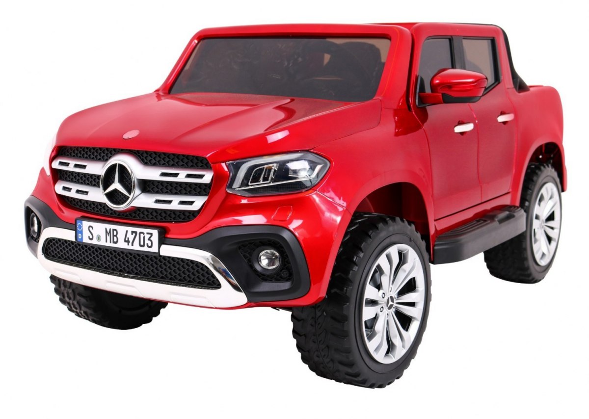 JOKO Elektrické autíčko Mercedes Benz X-Class 4x4, Lakované, MP4 LCD displej, dvojmiestne, Efekt HOJDANIA, penové kolesá, kožené sedadlo, nosnosť 50kg, červené
