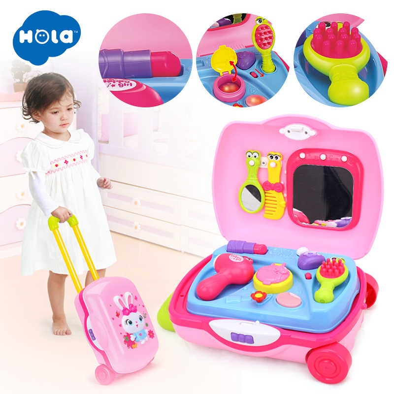 HOLA Toys Toaletný stolík v kufríku so svetlom a zvukom Zajačik, ružový