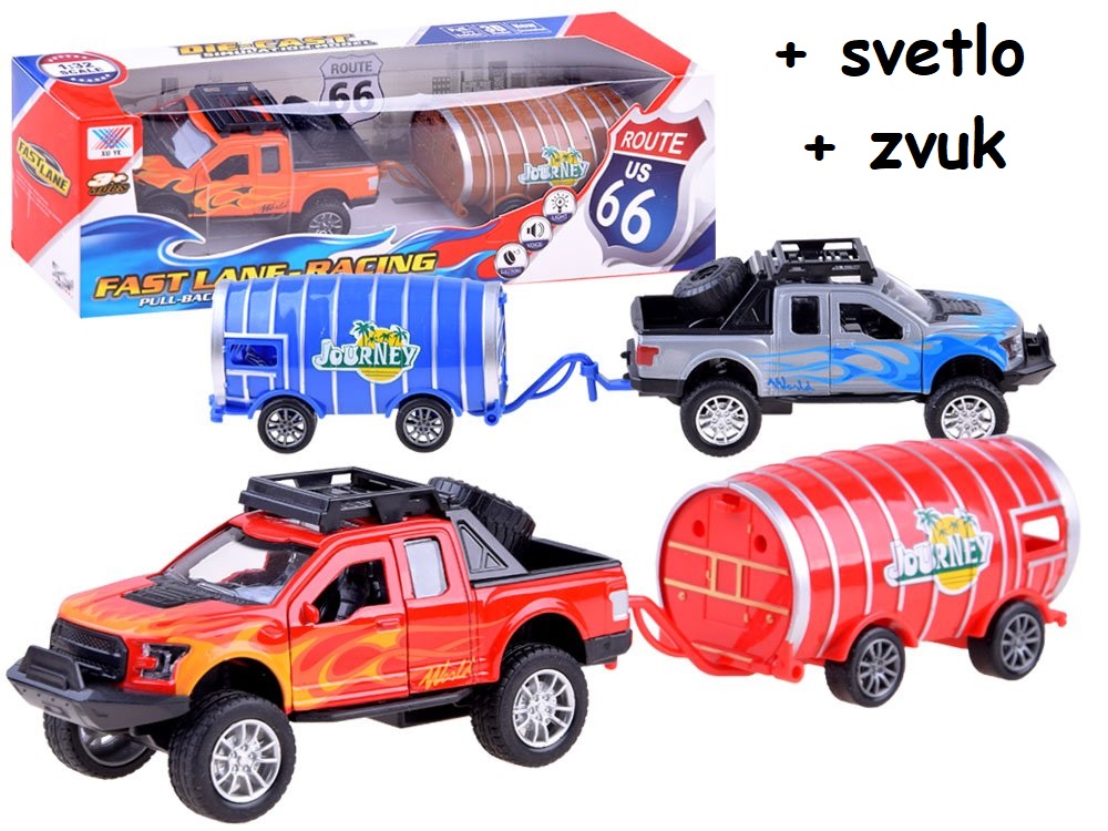 JOKO Auto Pick UP s prívesom SUD s otváracími dverami + svetlo, modré
