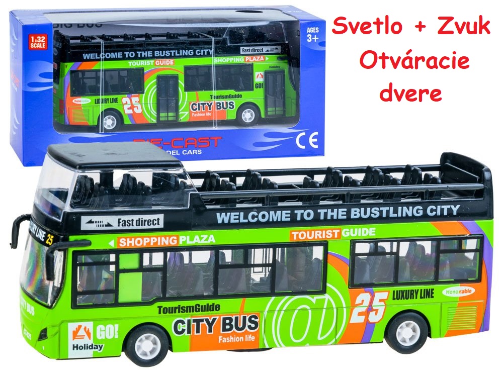 JOKO Poschodový Autobus so svetlom a zvukom + otváracie dvere, zelený