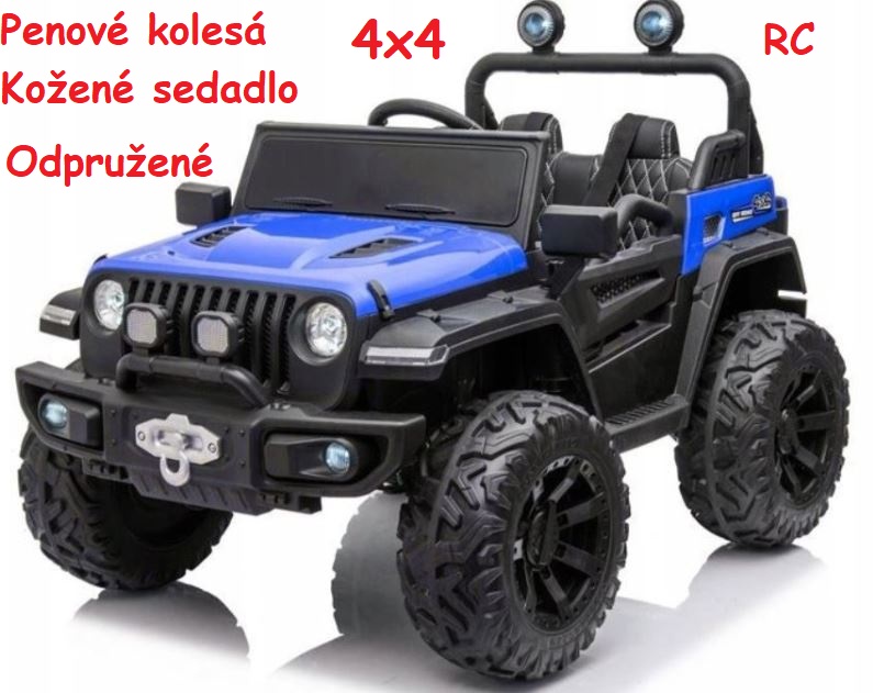 JOKO Elektrické autíčko Jeep 4x4 Master Of Terain, penové kolesá, kožené sedadlo, modré