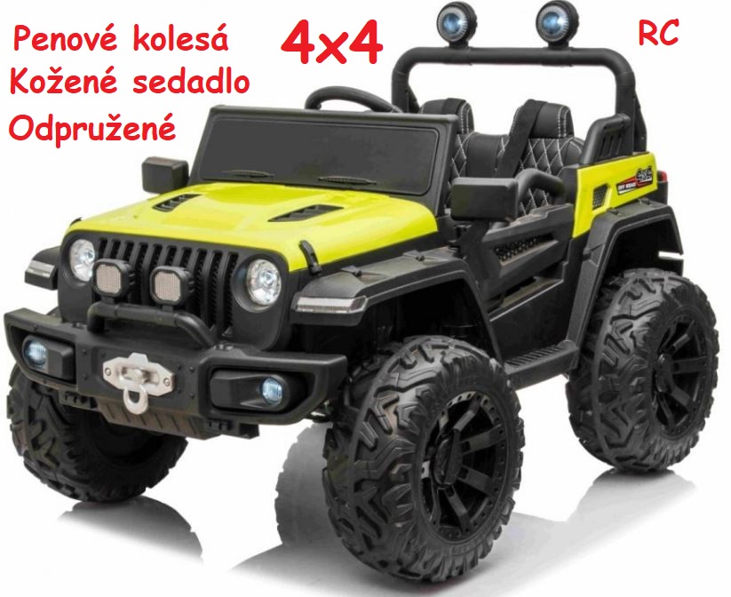 JOKO Elektrické autíčko Jeep 4x4 Master Of Terain, penové kolesá, kožené sedadlo, zelené