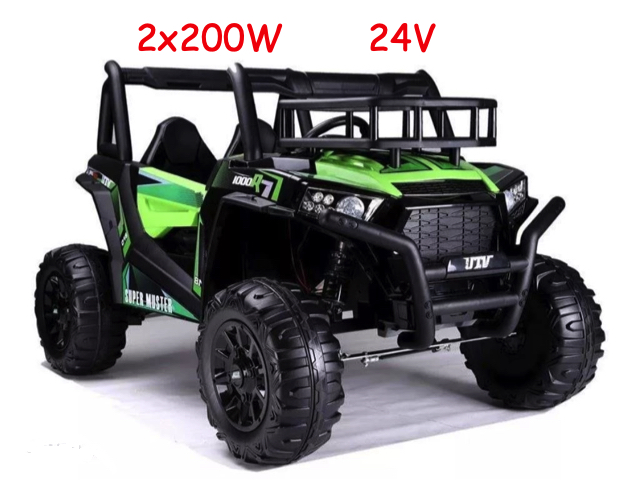 JOKO Elektrické autíčko BUGGY UTV 24V 200W, penové kolesá, Dvojmiestne kožené sedadlo, nosnosť 50kg, zelené