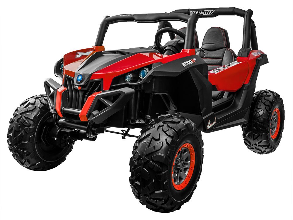 JOKO Elektrické autíčko Buggy Terénne 4x4, dvojmiestne, penové kolesá, kožené sedadlo, červené