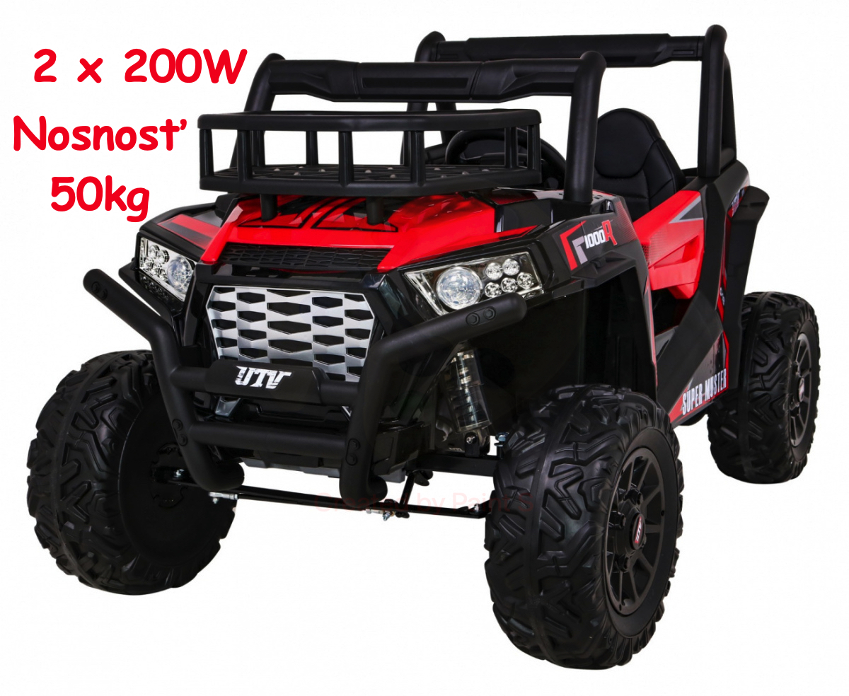 JOKO Elektrické autíčko BUGGY UTV 24V 200W, penové kolesá, Dvojmiestne kožené sedadlo, nosnosť 50kg, červené