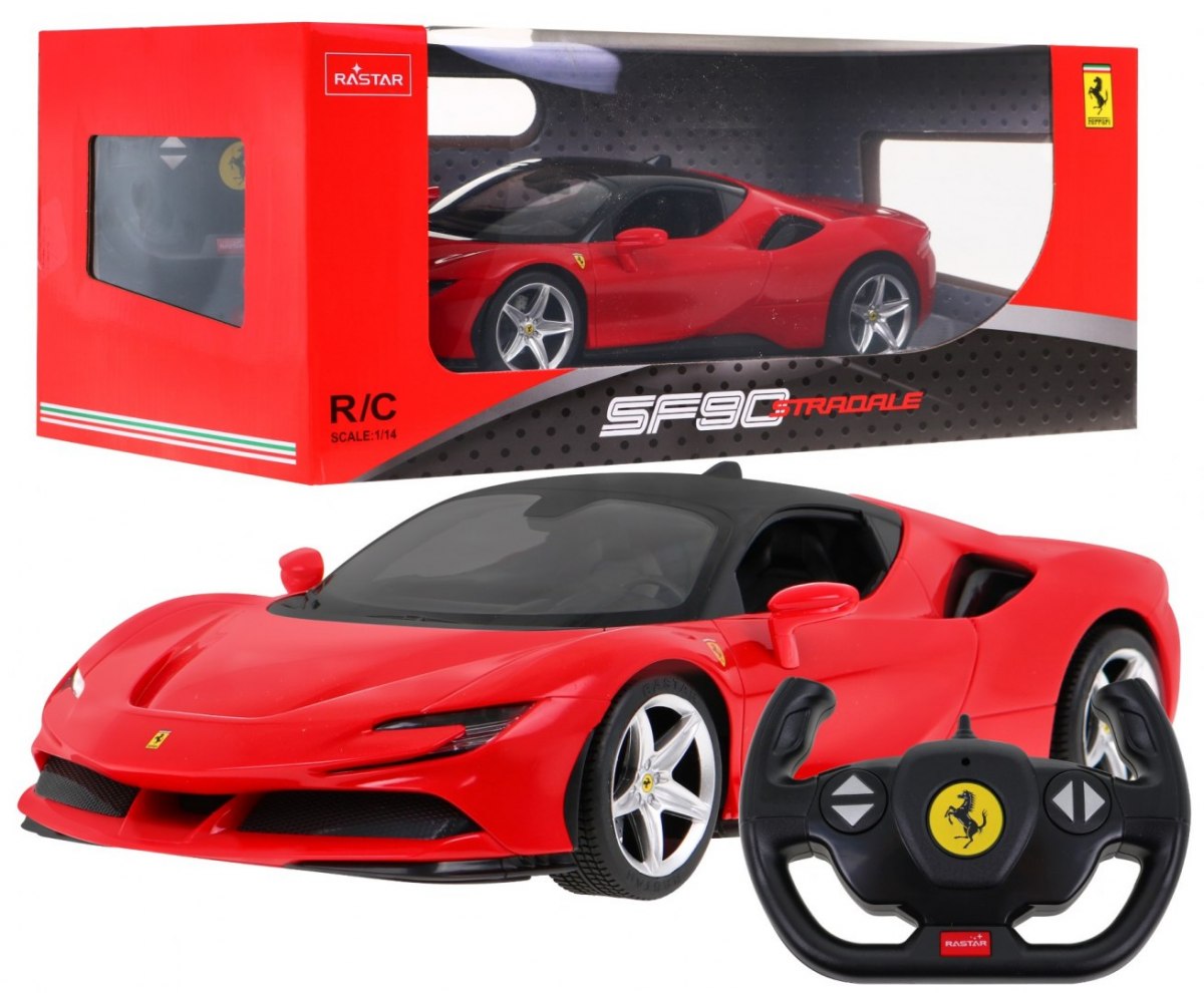 Rastar RC Auto Ferrari SF90 1:14 na diaľkové ovládanie + LED svetlá, červené