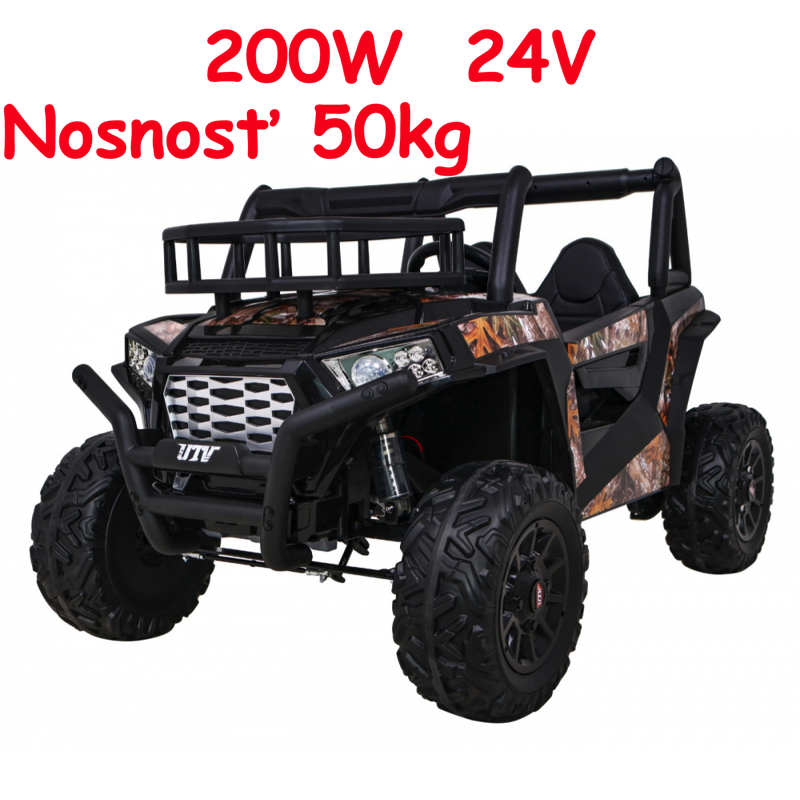 JOKO Elektrické autíčko BUGGY UTV 24V 200W, penové kolesá, Dvojmiestne kožené sedadlo, nosnosť 50kg, maskáčové
