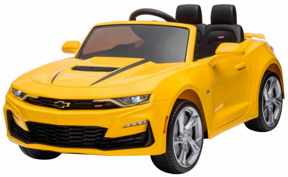 JOKO Elektrické autíčko Chevrolet CAMARO 2SS Bumblebee, penové kolesá, kožené sedadlo, žlté