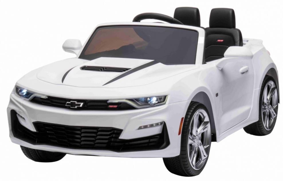 JOKO Elektrické autíčko Chevrolet CAMARO 2SS, penové kolesá, kožené sedadlo, biele