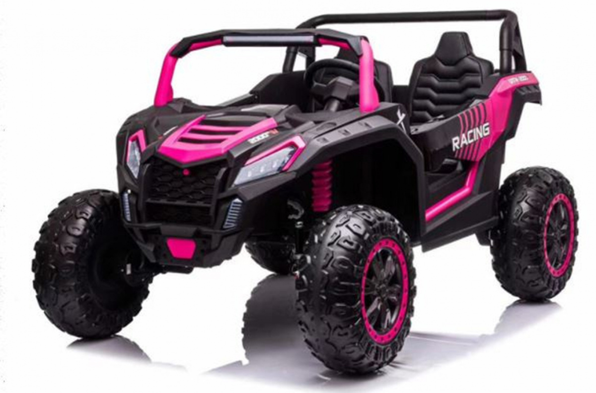 JOKO Elektrické autíčko Buggy ATV STRONG Racing 180W 24V, nosnosť 100kg, brzdový pedál, Dvojmiestne, nafukovacie kolesá, ružové