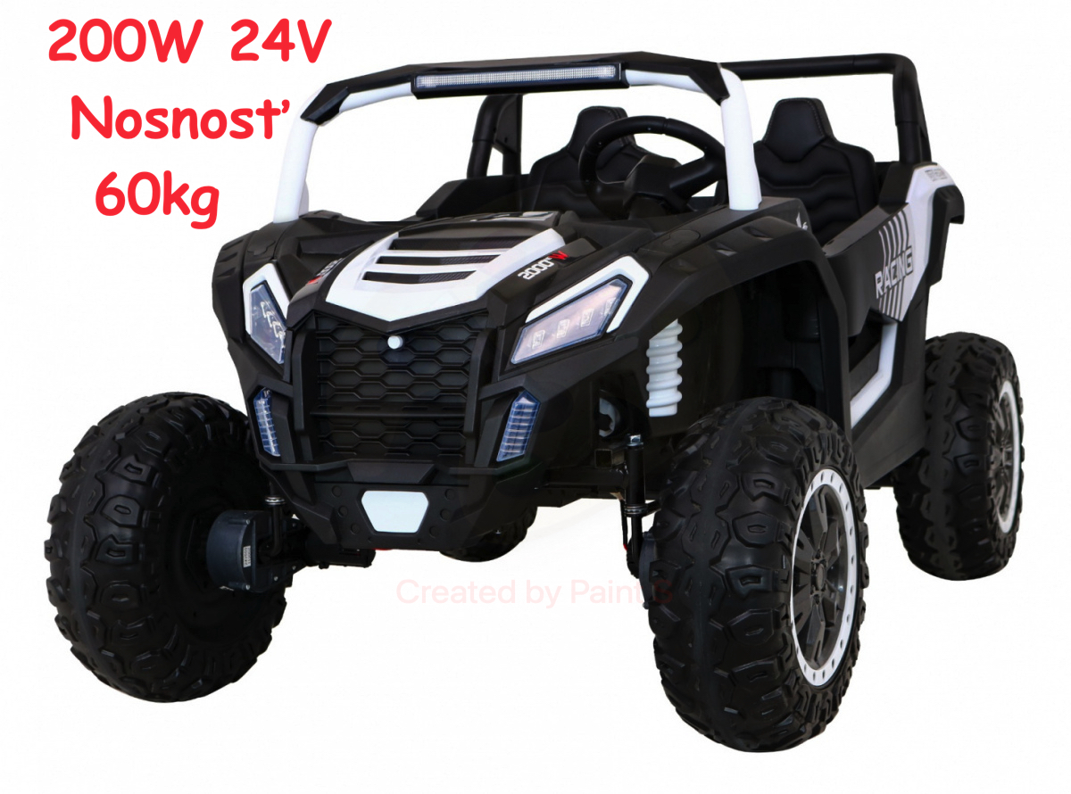 JOKO Elektrické autíčko Buggy 4x4 ATV Racing 200W 24V, nosnosť 60kg, Dvojmiestne, penové kolesá, biele