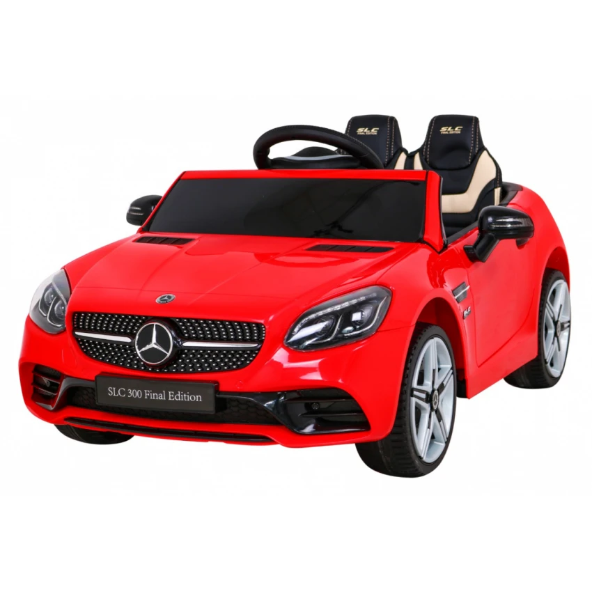 JOKO Elektrické autíčko Mercedes BENZ SLC300, penové kolesá, kožené sedadlo, červené