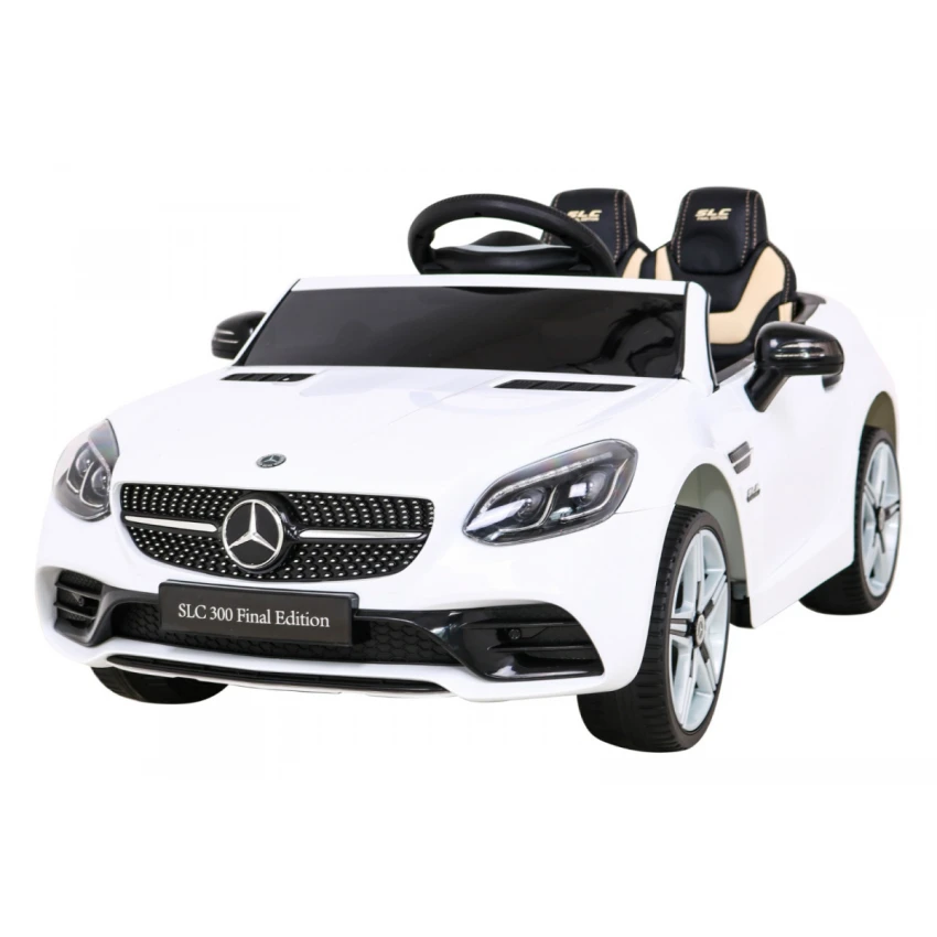JOKO Elektrické autíčko Mercedes BENZ SLC300, penové kolesá, kožené sedadlo, biele