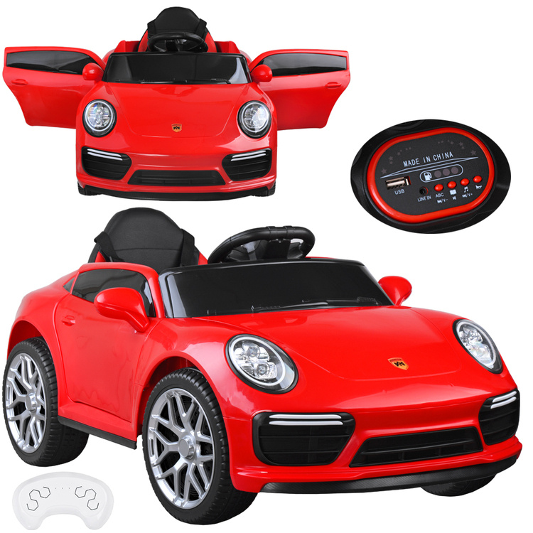 JOKO Elektrické autíčko Cabrio s Efektom HOJDANIA, kožené sedadlo, penové kolesá, červené