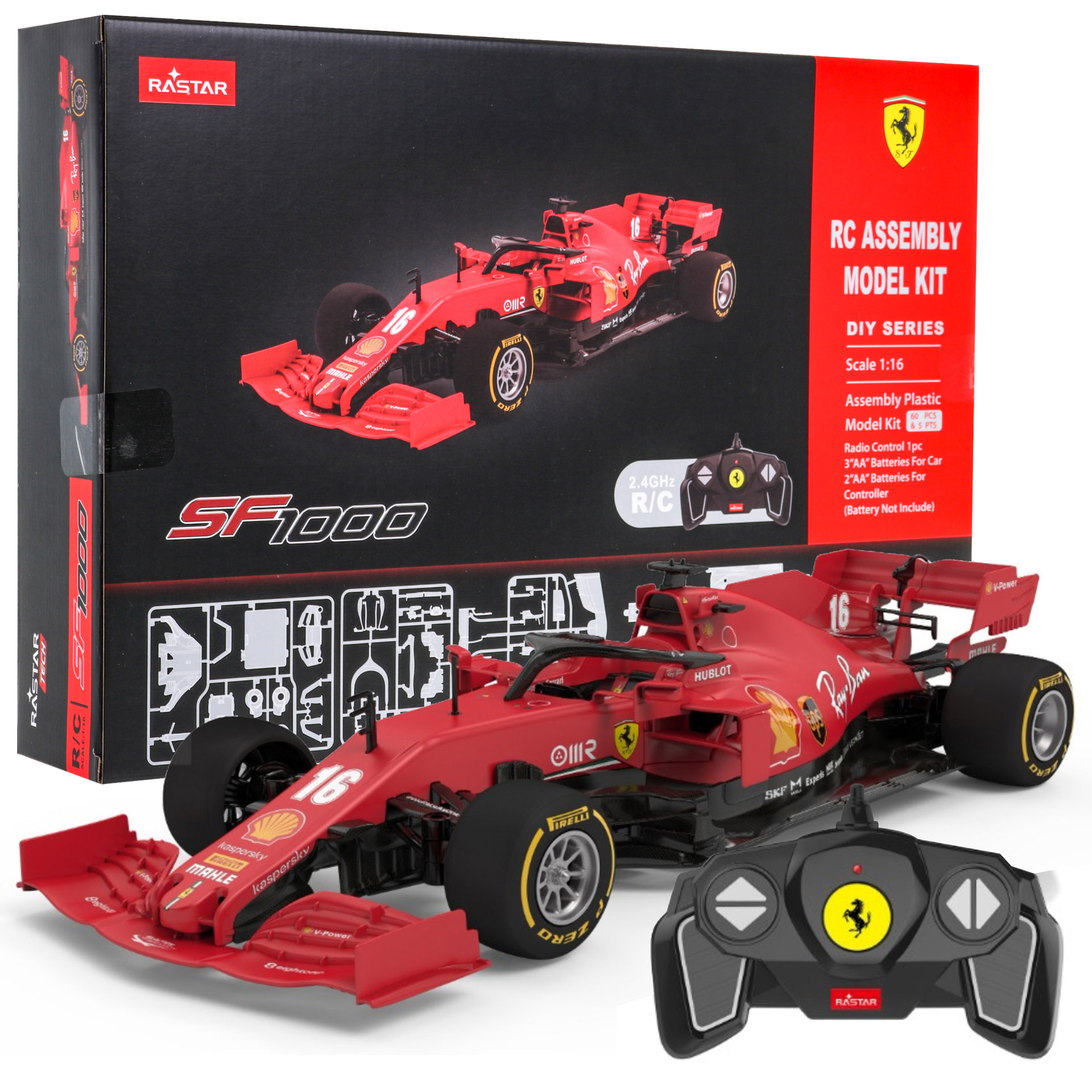 RASTAR RC Konštrukčné Autíčko Formula Ferrari SF1000 Building kit na diaľkové ovládanie 1:16, červená