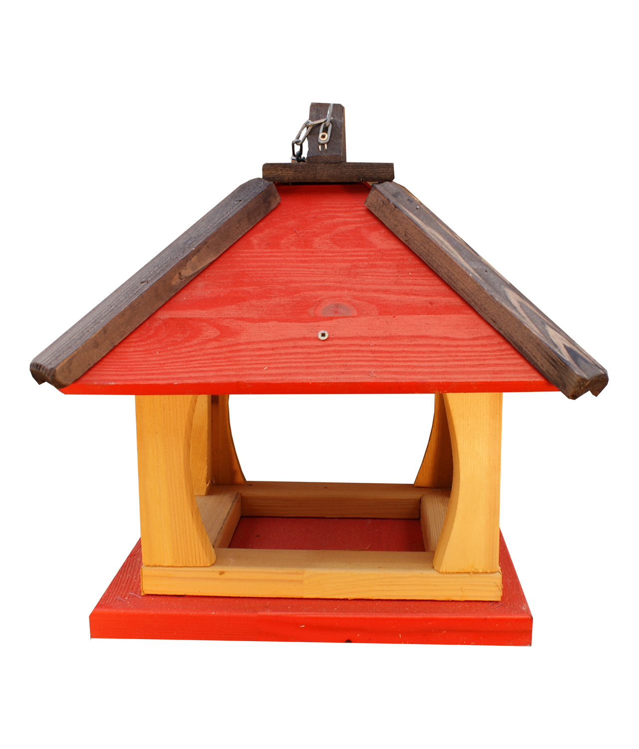 MKSTOR Drevené kŕmitko pre vtáky 35cmx32cmx26cm, vtáčia búdka, červená