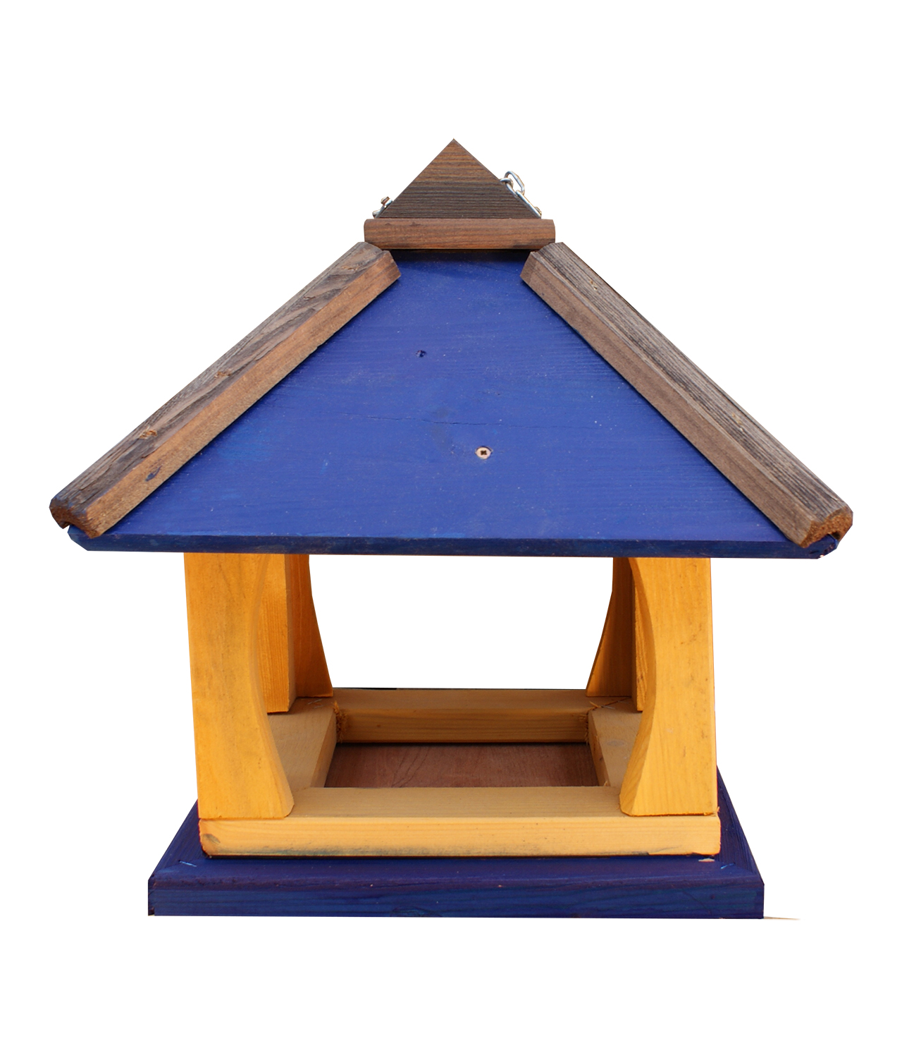 MKSTOR Drevené kŕmitko pre vtáky 35cmx32cmx26cm, vtáčia búdka, modrá