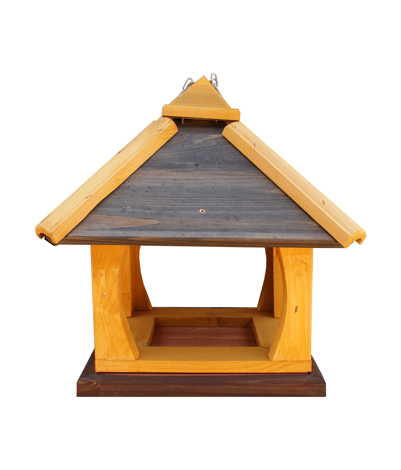 MKSTOR Drevené kŕmitko pre vtáky 35cmx32cmx26cm, vtáčia búdka, sivá