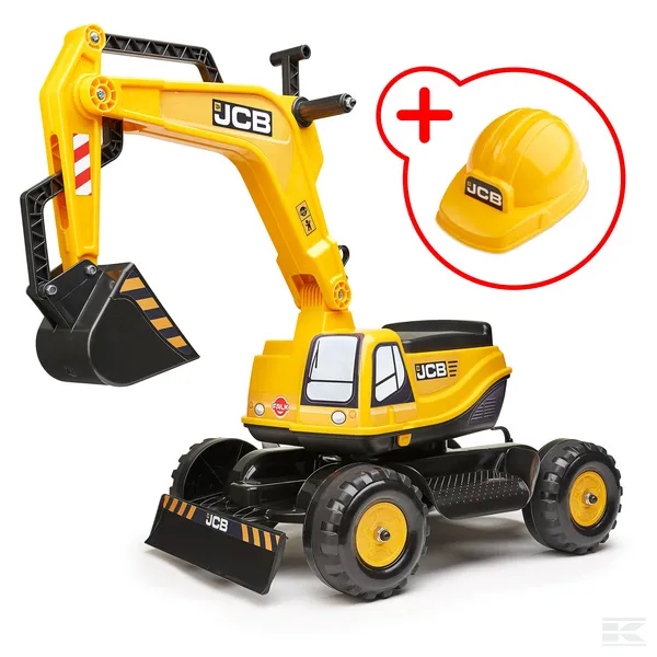 FALK Odrážadlo Bager JCB s otváracím sedadlom a prilbou